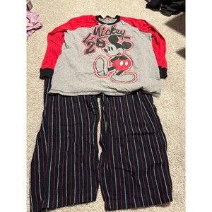 DISNEY Mens XXL 2-Pc Flannel PAJAMA SET~Mickey Mouse ~PJs